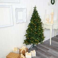 5ft Nearly Natural Pre-Lit LED Grand Teton Spruce Flat Back Artificial Christmas Tree Clear Lights -Outlet Xmas Decor Tree Store GUEST f2ad1c87 9b73 4b4c bda3 267a5e23ba3a
