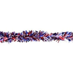 Northlight 12' x 4" Unlit Red/Blue Wide Cut Patriotic Tinsel Christmas Garland