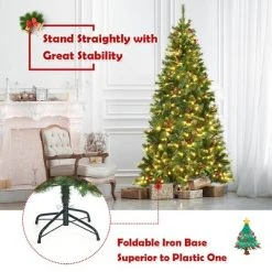 Costway 7Ft Pre-lit Hinged PE Artificial Christmas Tree w/ 350 LED Lights & Pine Cones -Outlet Xmas Decor Tree Store GUEST f36175cc d6fa 4e0e a30d 9a7873f6db5c