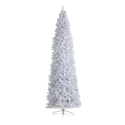 Nearly Natural 10-ft Slim White Artificial Christmas Tree with 800 Warm White LED Lights and 2420 Bendable Branches 4 Nearly Natural 10-ft Slim White Artificial Christmas Tree with 800 Warm White LED Lights and 2420 Bendable Branches - Image 2