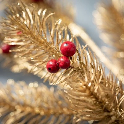 Sullivans Artificial Gold Pine Red Berry Stem Multicolor 33.5"H 3 Sullivans Artificial Gold Pine Red Berry Stem Multicolor 33.5"H
