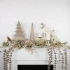 Northlight 32" Glittery Gold and White Leaves Artificial Christmas Spray