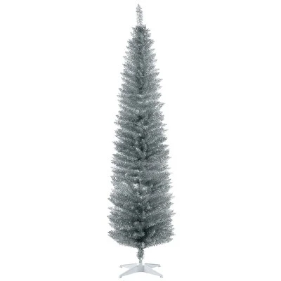 HOMCOM 82.75" Slim Noble Fir Unlit Artificial Christmas Tree with Realistic Branches and 499 Tips 15 HOMCOM 82.75" Slim Noble Fir Unlit Artificial Christmas Tree with Realistic Branches and 499 Tips - Image 13