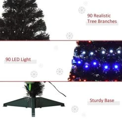 HOMCOM 35.5" Tall Pre-Lit Douglas Fir Artificial Christmas Tree with Realistic Branches, 90 Multi-Color LED Lights, Fiber Optics, and 90 Tips, Black 9 HOMCOM 35.5" Tall Pre-Lit Douglas Fir Artificial Christmas Tree with Realistic Branches, 90 Multi-Color LED Lights, Fiber Optics, and 90 Tips, Black -Outlet Xmas Decor Tree Store GUEST f4ab8e2d 6755 4c04 8ba2 beb0fe78f25c