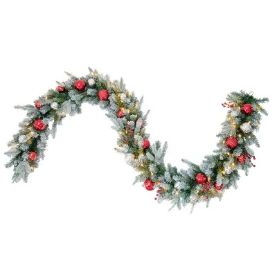 Haute Decor 9ft Pre-Lit LED Flocked Artificial Garland - Haute Décor 3 Haute Decor 9ft Pre-Lit LED Flocked Artificial Garland - Haute Décor