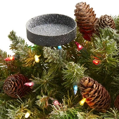 Nearly Natural 24-in Flocked Artificial Christmas Double Candelabrum with 35 Multicolored Lights and Pine Cones 5 Nearly Natural 24-in Flocked Artificial Christmas Double Candelabrum with 35 Multicolored Lights and Pine Cones - Image 3