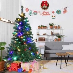 Tangkula 5'Artificial Christmas Tree PVC Material Metal Stand Holidy Decoration w/ 150 LED Lights -Outlet Xmas Decor Tree Store GUEST f509e515 f6bf 4d88 9188 b60bc6a81460