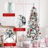 Tangkula 7FTSlim Pencil Tree Hinged Artificial Christmas Tree W/627 Branches Tips