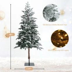 Tangkula 6ft Artificial Snow Flocked Pencil Christmas Tree Pre-Lit Faux-Pine Tree W/250 Warm White LED Lights 19 Tangkula 6ft Artificial Snow Flocked Pencil Christmas Tree Pre-Lit Faux-Pine Tree W/250 Warm White LED Lights -Outlet Xmas Decor Tree Store GUEST f5e2bc49 e140 44f9 b9d9 53a1899265a1