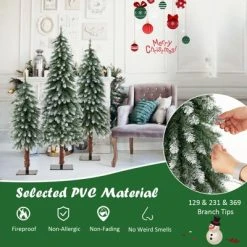 Costway Pre-Lit Christmas Tree Set of 3 Slim Artificial Lighted Xmas Decoration 3/4/5 FT -Outlet Xmas Decor Tree Store GUEST f60dde8e 3c33 40fb 832d e520cf77cba1