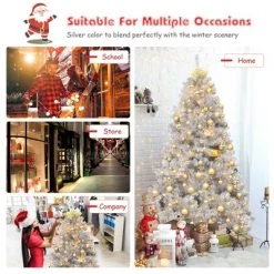 Costway 6Ft Hinged Unlit Artificial Silver Tinsel Christmas Tree Holiday w/Metal Stand -Outlet Xmas Decor Tree Store GUEST f615d484 2837 4916 b3b4 46bd64deece8