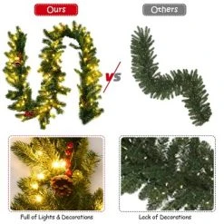 Costway 9Ft Pre-lit Artificial Christmas Garland Red Berries w/ 100 LED Lights & Timer 18 Costway 9Ft Pre-lit Artificial Christmas Garland Red Berries w/ 100 LED Lights & Timer -Outlet Xmas Decor Tree Store GUEST f633a69e 35c0 4aa5 a61e 6c1b85f36a2d
