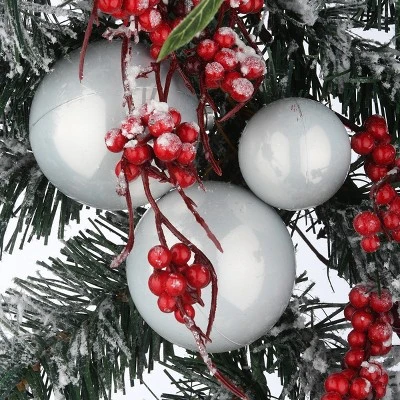 National Tree Company Artificial Christmas Garland, Silver, Evergreen, Decorated with Ball Ornaments, Berry Clusters, Christmas Collection, 6 Feet 4 National Tree Company Artificial Christmas Garland, Silver, Evergreen, Decorated with Ball Ornaments, Berry Clusters, Christmas Collection, 6 Feet - Image 2