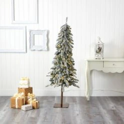 5.5ft Nearly Natural Pre-Lit LED Flocked Washington Alpine Artificial Christmas Tree Warm White Lights -Outlet Xmas Decor Tree Store GUEST f6d17374 8d84 4278 8a93 06d109db95ad