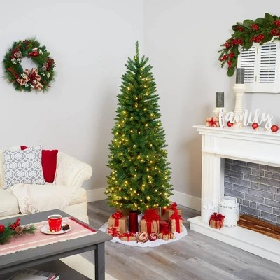 6ft Nearly Natural Pre-Lit LED Mountain Pine Artificial Christmas Tree Clear Lights 7 6ft Nearly Natural Pre-Lit LED Mountain Pine Artificial Christmas Tree Clear Lights - Image 5