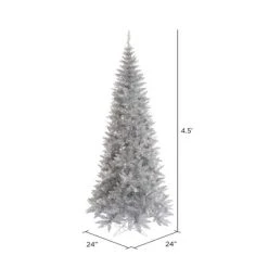Vickerman Silver Tinsel Fir Slim Artificial Christmas Tree