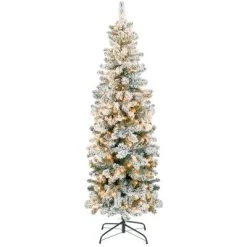 Best Choice Products Pre-Lit Artificial Snow Flocked Pencil Christmas Tree Holiday Decoration 21 Best Choice Products Pre-Lit Artificial Snow Flocked Pencil Christmas Tree Holiday Decoration -Outlet Xmas Decor Tree Store GUEST f7945fa8 bf1b 4bbf b64a a058d291a5d9 3