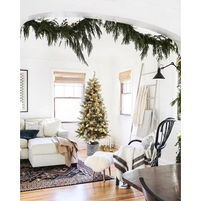 LuxenHome 5.6Ft Pre-Lit LED Artificial Slim Fir Christmas Tree with Pot 5 LuxenHome 5.6Ft Pre-Lit LED Artificial Slim Fir Christmas Tree with Pot - Image 3