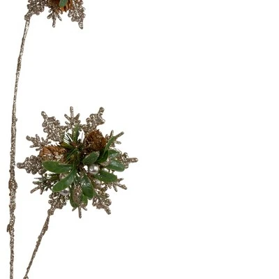 Northlight 28" Champagne Gold and Green Artificial Floral Christmas Spray 4 Northlight 28" Champagne Gold and Green Artificial Floral Christmas Spray - Image 2
