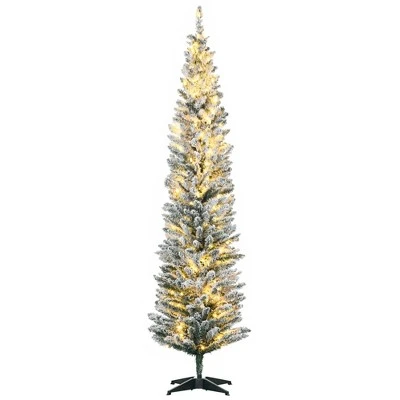 HOMCOM Pre-Lit Slim Noble Fir Artificial Christmas Tree with Realistic Branches, Warm White LED Lights and Tips, Green 10 HOMCOM Pre-Lit Slim Noble Fir Artificial Christmas Tree with Realistic Branches, Warm White LED Lights and Tips, Green - Image 8