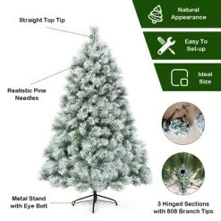 Tangkula Snow Flocked Artificial Christmas Tree Hinged Decoration Pine Tree -Outlet Xmas Decor Tree Store GUEST f9d6a346 248e 4c81 9c5a c3c20299a854
