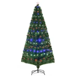 HOMCOM Fiber Optic Artificial Fir Christmas Tree, LED Pre-Lit Holiday Decoration with Lights and Branch Tips -Outlet Xmas Decor Tree Store GUEST f9e62f67 df7f 4c2b 8d6a 97beede776e7