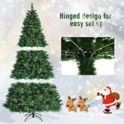 Costway 8ft Pre-lit Hinged Artificial Christmas Tree w/ Pine Cones & Red Berries 17 Costway 8ft Pre-lit Hinged Artificial Christmas Tree w/ Pine Cones & Red Berries -Outlet Xmas Decor Tree Store GUEST fa08ec60 8f21 4033 8d2e 76416e95cc09