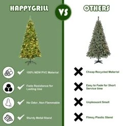 Tangkula Pre-lit Hinged Artificial Pencil Fir Christmas Tree with LED Lights -Outlet Xmas Decor Tree Store GUEST fa2f0f2d 7dd2 4587 9d5c b0c052949912