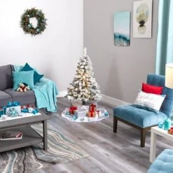 4ft Nearly Natural Pre-Lit LED Flocked Rock Springs Spruce Artificial Christmas Tree Clear Lights -Outlet Xmas Decor Tree Store GUEST fa319ddd 48b6 4068 aef6 ef0e748dd7c0