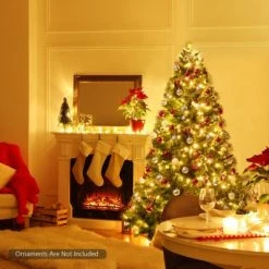 Tangkula Pre-Lit Hinged Lifelike Xmas Tree, Lush Artificial Christmas Tree W/ PVC Tips LED Lights 8 Flash Modes -Outlet Xmas Decor Tree Store GUEST fa39b48c c539 4052 bfd4 9dd2574f1898