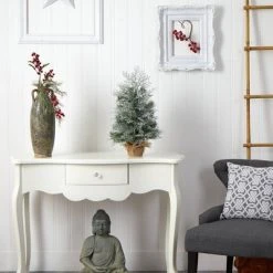 Nearly Natural 24" Pre-Lit LED Flocked Artificial Christmas Tree with Burlap Base Clear Lights -Outlet Xmas Decor Tree Store GUEST fa9fdc6a f7e8 4502 ba85 ced0e245c5e8