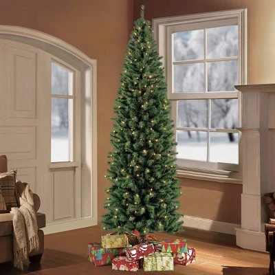 7.5ft Pre-lit Slim Artificial Christmas Tree Newcastle Fir - Puleo 3 7.5ft Pre-lit Slim Artificial Christmas Tree Newcastle Fir - Puleo