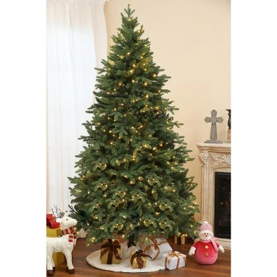 LuxenHome 7ft Pre-Lit LED Artificial Full Fir Christmas Tree 3 LuxenHome 7ft Pre-Lit LED Artificial Full Fir Christmas Tree