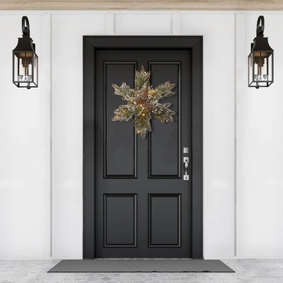 National Tree Company Pre-Lit Artificial Christmas Hanging Snowflake, Green, Glittery Bristle Pine, with Pine Cones, Frosted Branches,18 Inches 3 National Tree Company Pre-Lit Artificial Christmas Hanging Snowflake, Green, Glittery Bristle Pine, with Pine Cones, Frosted Branches,18 Inches