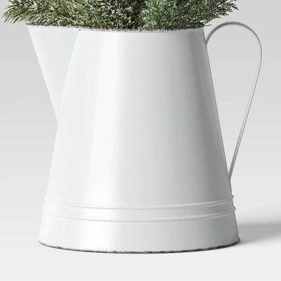 18.5" Metal Pitcher with Frosted Faux Greenery and Red Berries Christmas Artificial Plant Arrangement White - Wondershop™ 5 18.5" Metal Pitcher with Frosted Faux Greenery and Red Berries Christmas Artificial Plant Arrangement White - Wondershop™ - Image 3