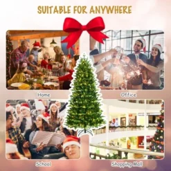 Tangkula Realistic Pre-Lit Christmas Tree 6FT Hinged Artificial Pine Tree W/ 310 LED Lights & 1664 New Tips -Outlet Xmas Decor Tree Store GUEST fd66478c c857 4686 8568 aa37e7292c6f