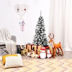 Costway 4.5Ft Unlit Hinged Snow Flocked Artificial Pencil Christmas Tree w/ 242 Branch 18 Costway 4.5Ft Unlit Hinged Snow Flocked Artificial Pencil Christmas Tree w/ 242 Branch -Outlet Xmas Decor Tree Store GUEST fd7ec0be ab63 4199 b7e9 cf9e479641a6