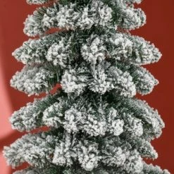 HOMCOM 6' Tall Unlit Snow Flocked Artificial Christmas Tree, Slim Pencil Xmas Tree with Realistic Branches and 395 Tips, Green -Outlet Xmas Decor Tree Store GUEST fd9cdfe6 fb8c 408d bdf5 dd67f7051d5b