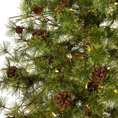 6ft Nearly Natural Pre-Lit LED Wyoming Alpine with Pinecones Artificial Christmas Tree Clear Lights 4 6ft Nearly Natural Pre-Lit LED Wyoming Alpine with Pinecones Artificial Christmas Tree Clear Lights - Image 2