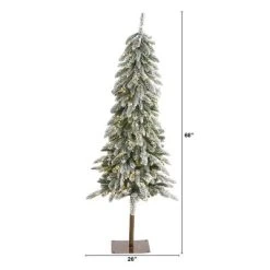 5.5ft Nearly Natural Pre-Lit LED Flocked Washington Alpine Artificial Christmas Tree Warm White Lights