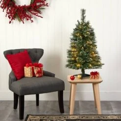 3ft Nearly Natural Pre-Lit LED Wisconsin Snow Tip Pine Artificial Christmas Tree Clear Lights -Outlet Xmas Decor Tree Store GUEST fec52635 9a15 456b b661 4e252b8dead7