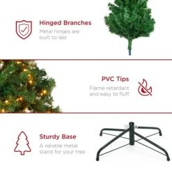 Best Choice Products Pre-Lit Spruce Artificial Christmas Tree w/ Easy Assembly, Metal Hinges & Foldable Base -Outlet Xmas Decor Tree Store GUEST fed9a173 8c13 4462 a815 6924f1bd8caa