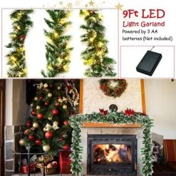 Costway 9ft Pre-lit Christmas Garland w/ Snow Flocked Tips Red Berries 50 Lights & Timer 14 Costway 9ft Pre-lit Christmas Garland w/ Snow Flocked Tips Red Berries 50 Lights & Timer -Outlet Xmas Decor Tree Store GUEST fefdf8e9 d844 4756 a901 d76dc28b955b