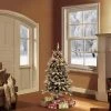 4.5ft Pre-Lit Flocked Bradford Fir Tree Artificial Christmas Tree - Puleo