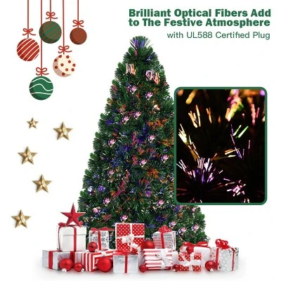 Costway Pre-Lit Fiber Optic Artificial PVC Christmas Tree 6Ft 4 Costway Pre-Lit Fiber Optic Artificial PVC Christmas Tree 6Ft - Image 2