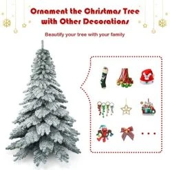 Costway 7.5 ft Snow Flocked Artificial Christmas Tree Hinged Alaskan Pine Tree Holiday -Outlet Xmas Decor Tree Store GUEST ff6a2671 a3cc 49b2 8079 d6a6c28f0443